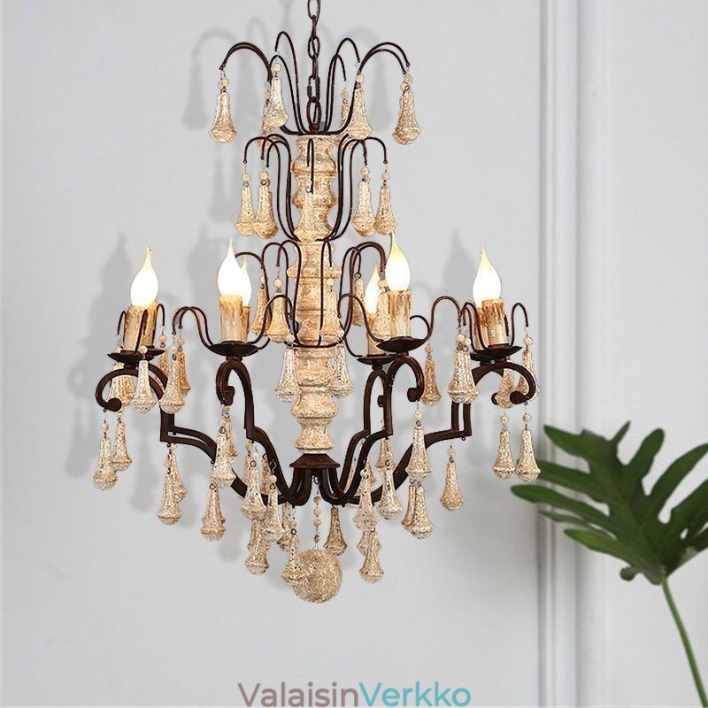 Retro-tyylinen puinen riippuvalaisin tyylikäs kattokruunu