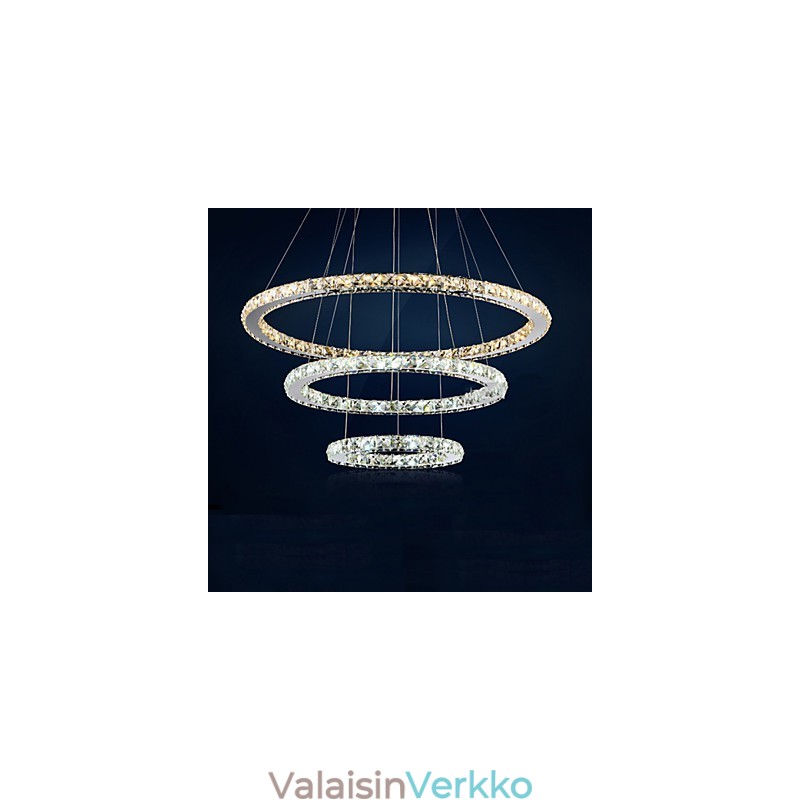 Riippuvalaisimet Amber ja Clear K9 Crystal Kattokruunu Valaistus 3 renkaalla