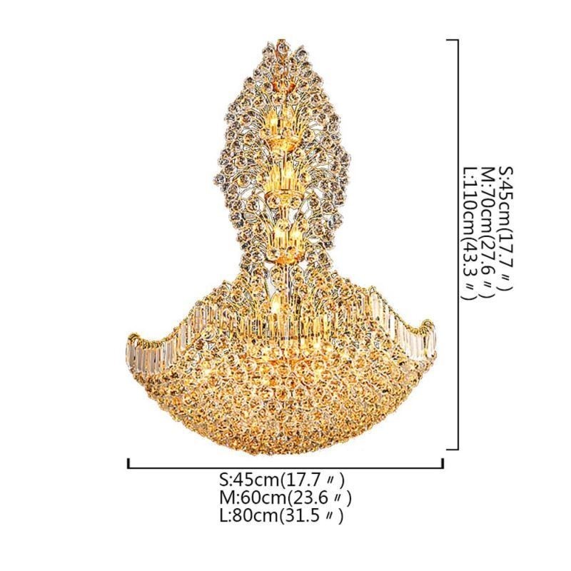 European Crystal Empire -kattokruunu, suuri kullanvärinen riippuvalaisin