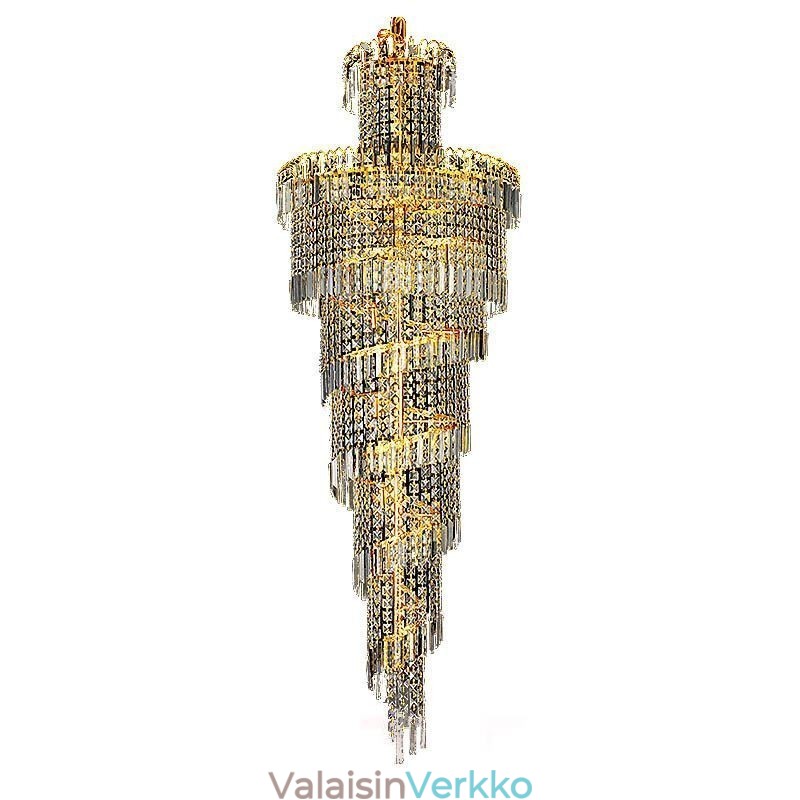 Eurooppalainen kristallikruunu suuri pyöreä muotoinen pitkä riipus