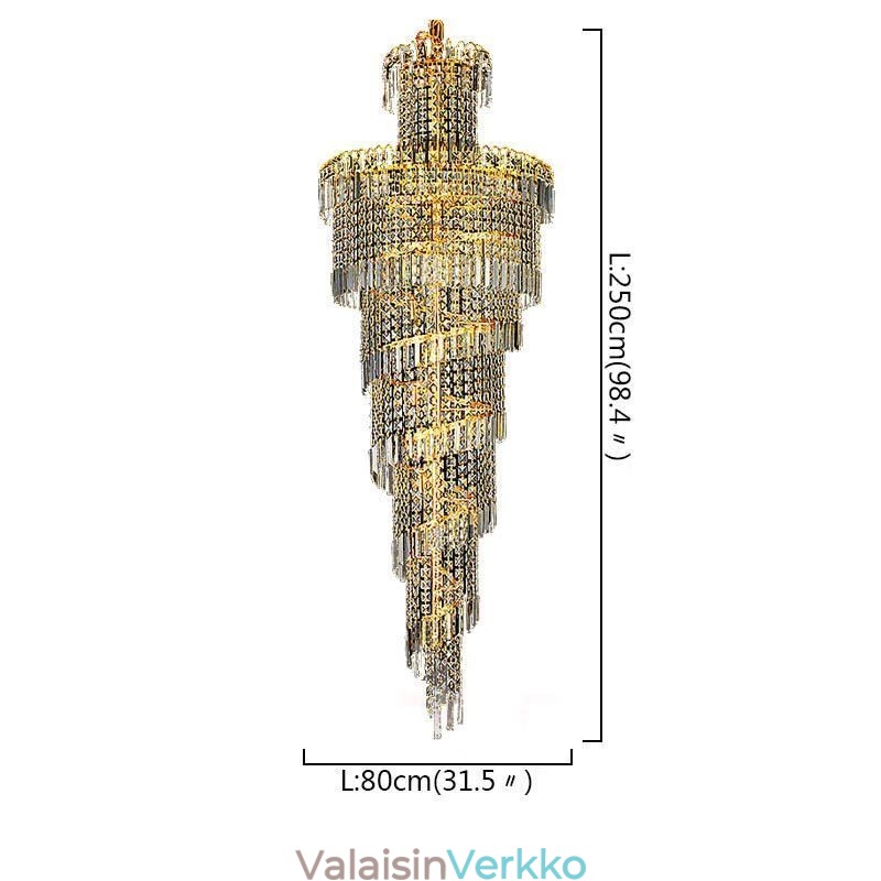 Eurooppalainen kristallikruunu suuri pyöreä muotoinen pitkä riipus