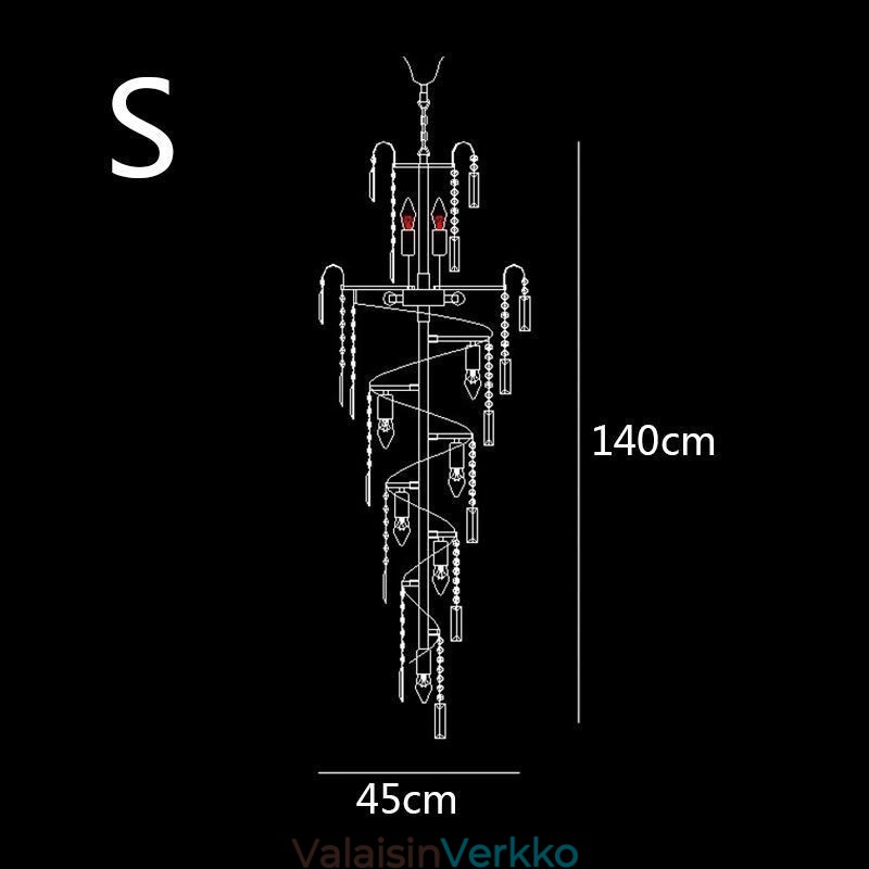 Eurooppalainen kristallikruunu suuri pyöreä muotoinen pitkä riipus
