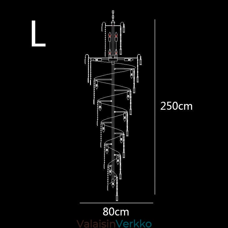 Eurooppalainen kristallikruunu suuri pyöreä muotoinen pitkä riipus