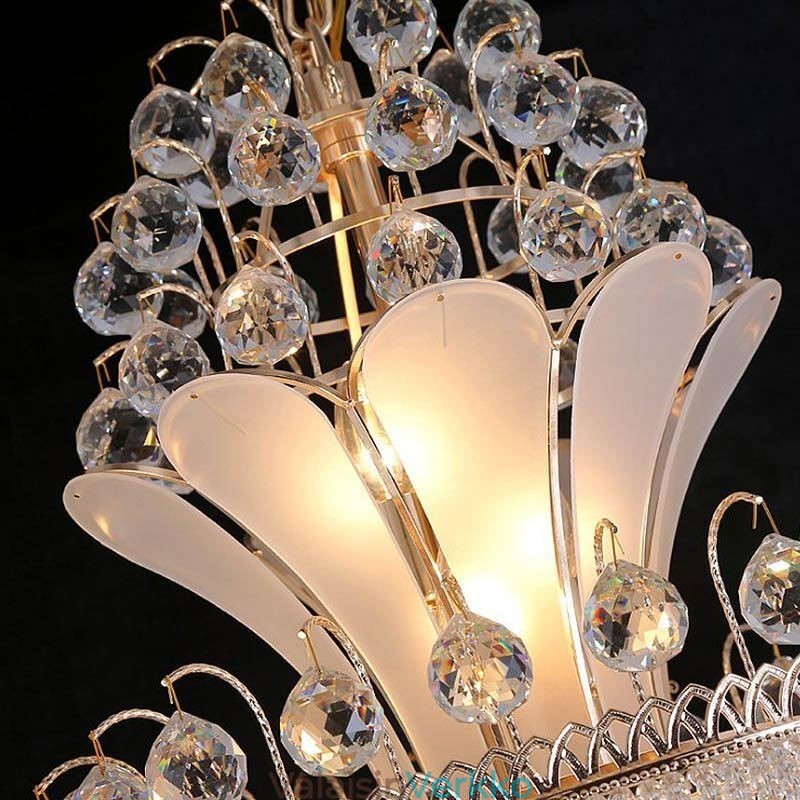 Graceful Crystal Kattokruunu Moderni Yksinkertainen Pitkä Riippu Kaksipuolinen Portaikko