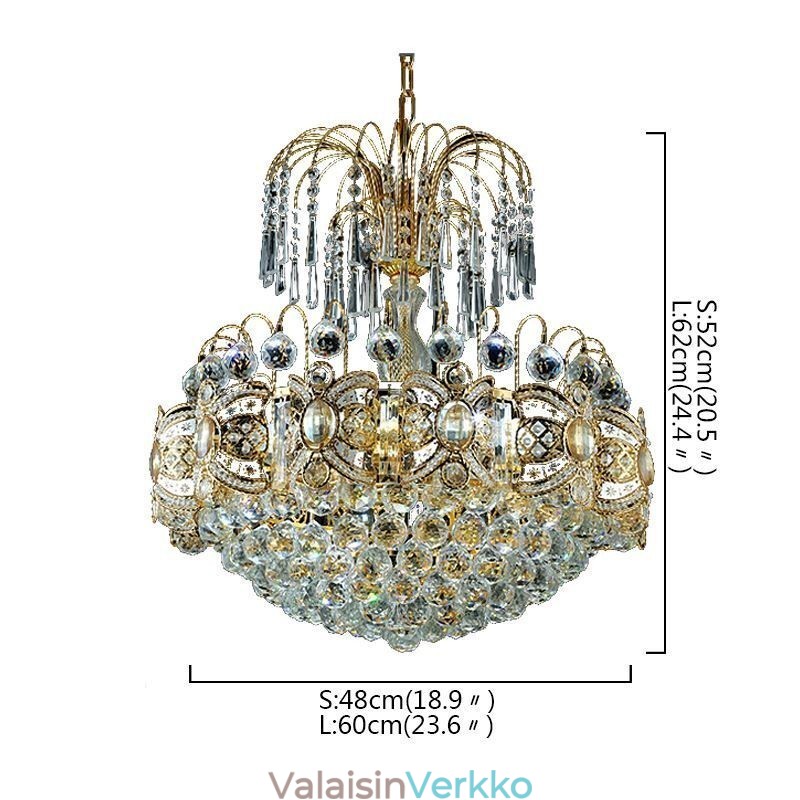 Graceful Crystal Kattokruunu Klassinen kultaväri riippuvalaisin