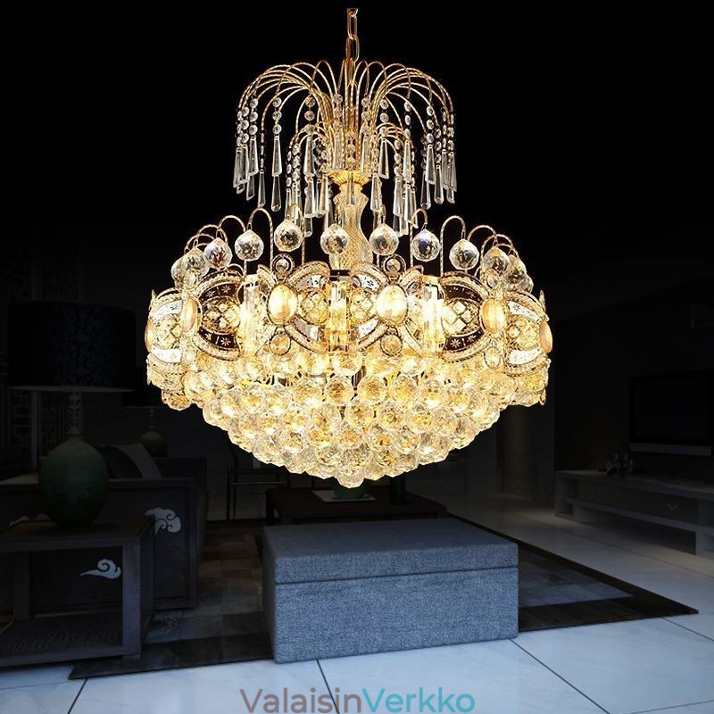 Graceful Crystal Kattokruunu Klassinen kultaväri riippuvalaisin