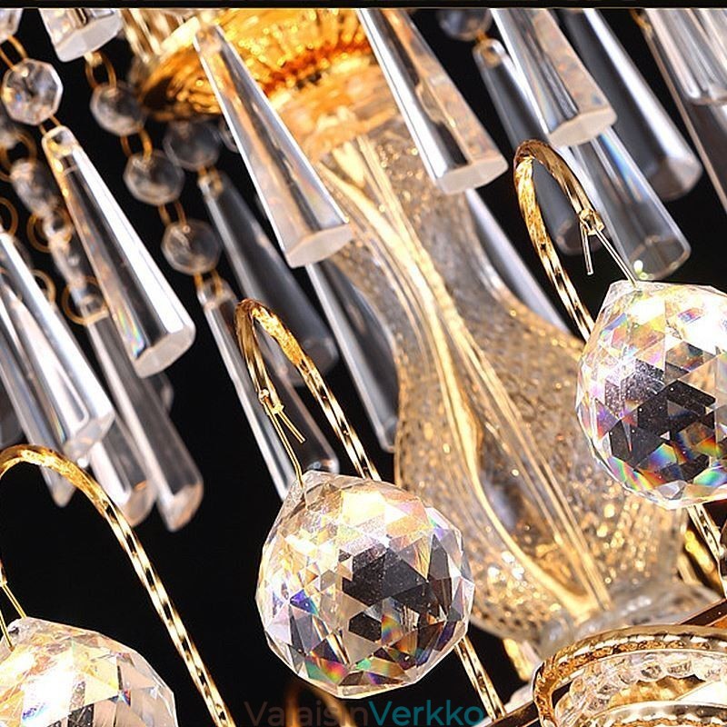 Graceful Crystal Kattokruunu Klassinen kultaväri riippuvalaisin