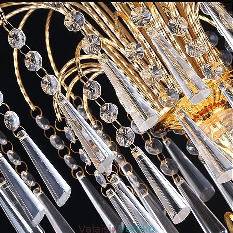 Graceful Crystal Kattokruunu Klassinen kultaväri riippuvalaisin