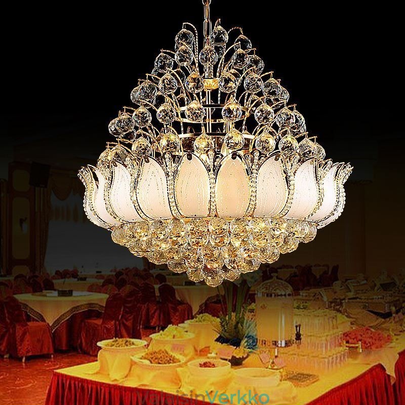 Nykyaikainen Crystal Empire Kattokruunu Kultavärinen Riippuvalaisin Lotus