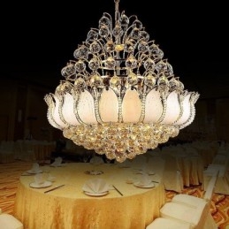 Nykyaikainen Crystal Empire Kattokruunu Kultavärinen Riippuvalaisin Lotus