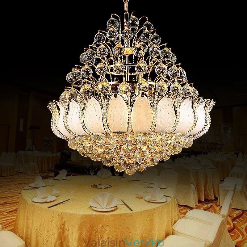 Nykyaikainen Crystal Empire Kattokruunu Kultavärinen Riippuvalaisin Lotus