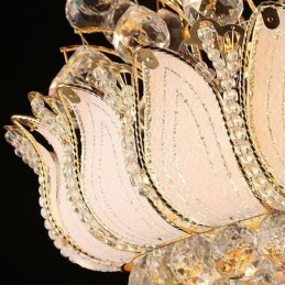 Nykyaikainen Crystal Empire Kattokruunu Kultavärinen Riippuvalaisin Lotus