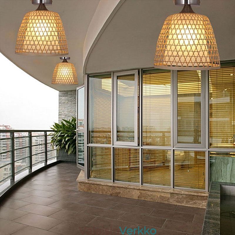 Bamboo Semi Flush Mount Creative pyöreä kattovalo eteisen valaistus