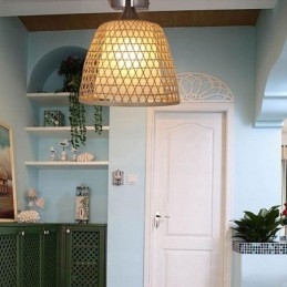 Bamboo Semi Flush Mount Creative pyöreä kattovalo eteisen valaistus