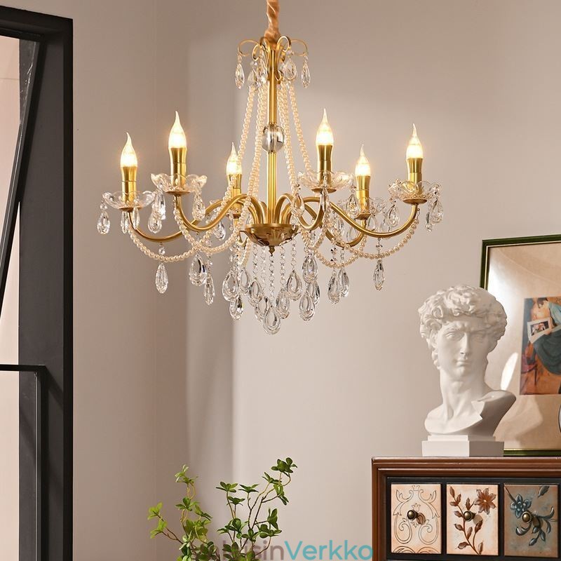 American Crystal Pendant Light Country Style Creative Iron Art kattovalaisin