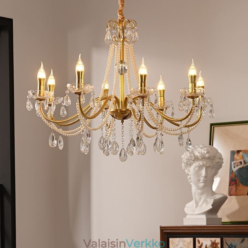 American Crystal Pendant Light Country Style Creative Iron Art kattovalaisin