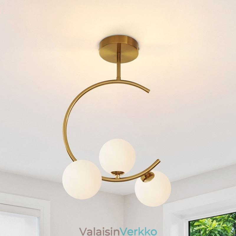 Moderni ja yksinkertainen uppoasennettava kolmipäinen maitovalkoinen lasikattovalo G9 5W