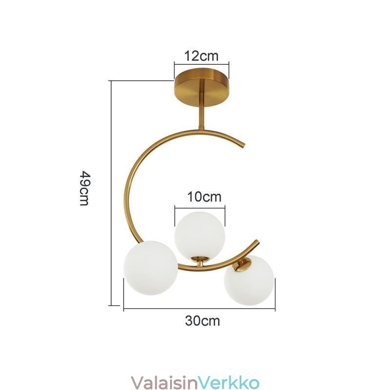 Moderni ja yksinkertainen uppoasennettava kolmipäinen maitovalkoinen lasikattovalo G9 5W