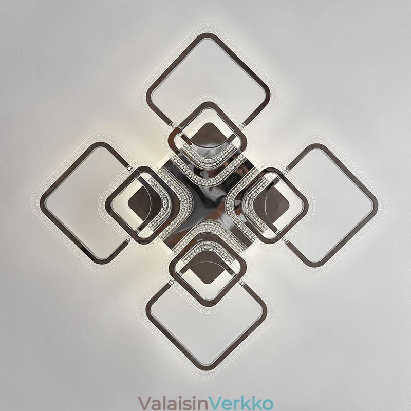 Uppoasennettava akryyli nelikulmainen kattovalaisin kromi 8 valoa