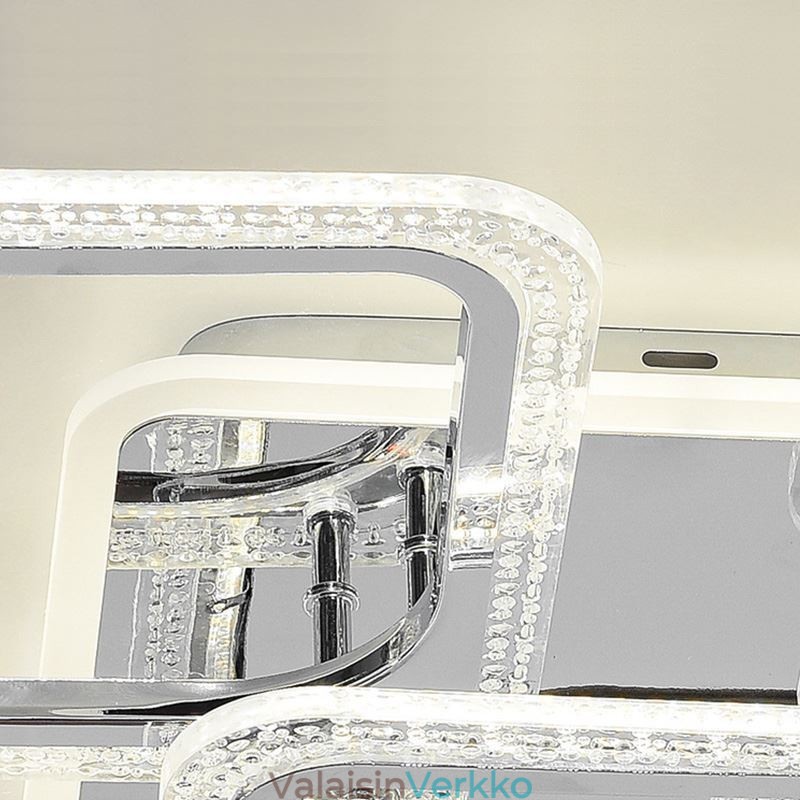 Uppoasennettava akryyli nelikulmainen kattovalaisin kromi 8 valoa