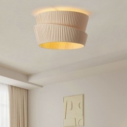 Wabi Sabi Flush Mount ranskalainen kermanvärinen kaksikerroksinen kangas lampunvarjostin kattolamppu