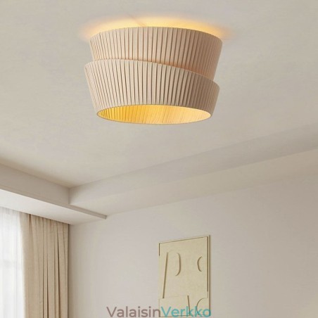 Wabi Sabi Flush Mount ranskalainen kermanvärinen kaksikerroksinen kangas lampunvarjostin kattolamppu Wabi Sabi Flush Mount ranskalainen kermanvärinen kaksikerroksinen kangas lampunvarjostin kattolamppu
