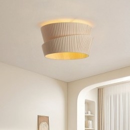 Wabi Sabi Flush Mount ranskalainen kermanvärinen kaksikerroksinen kangas lampunvarjostin kattolamppu