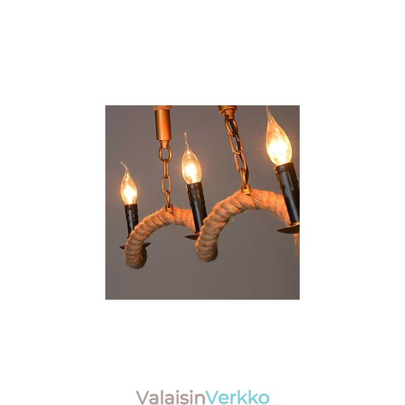 Kynttilä Hamppukattokruunu Vintage Riipus Takorauta Wave Hamppuköysikruunu