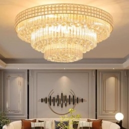 Crystal Flush Mount Pyöreä Crystal kattolamppu kaukosäätimellä 80cm