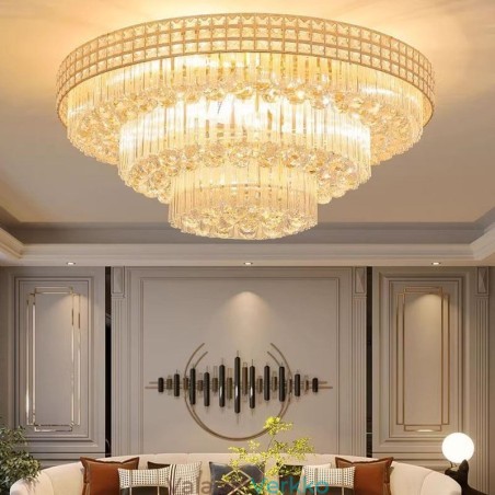 Crystal Flush Mount Pyöreä Crystal kattolamppu kaukosäätimellä 80cm