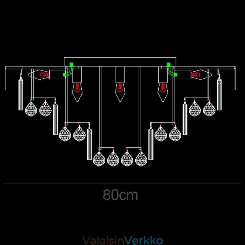 Crystal Flush Mount Pyöreä Crystal kattolamppu kaukosäätimellä 80cm
