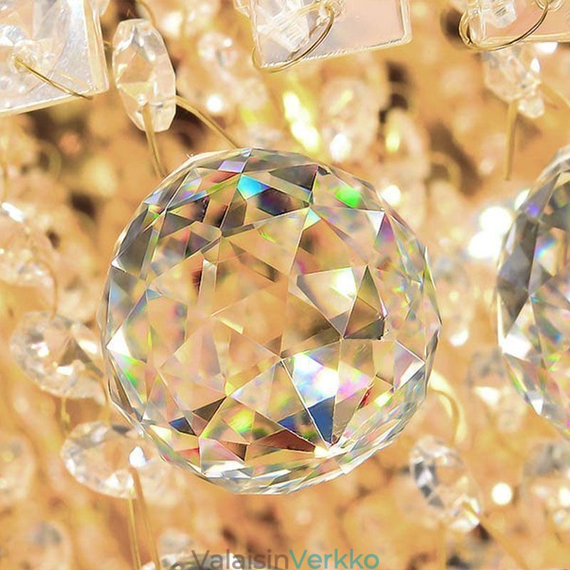 Crystal Flush Mount Pyöreä Crystal kattolamppu kaukosäätimellä 80cm