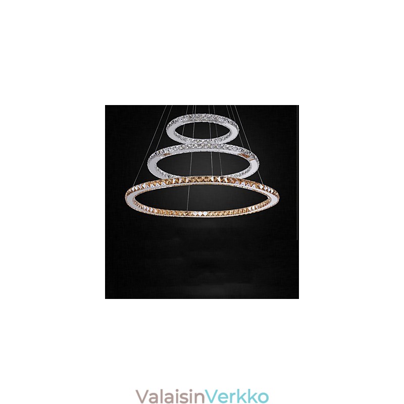 Riippuvalaisimet Amber ja Clear K9 Crystal Kattokruunu Valaistus 3 renkaalla