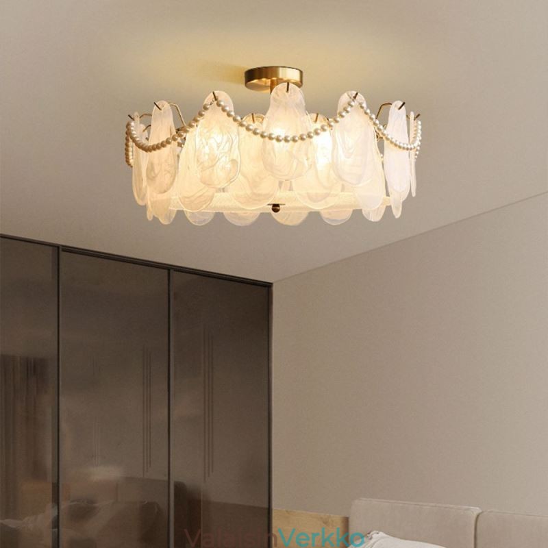 Eurooppalainen Iron Ceiling Light Tyylikäs lasikattolamppu