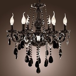 Kattokruunu Black Crystal Modern 6 valoa