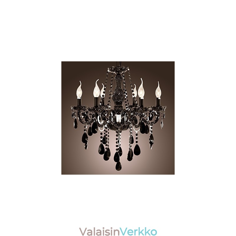 Kattokruunu Black Crystal Modern 6 valoa