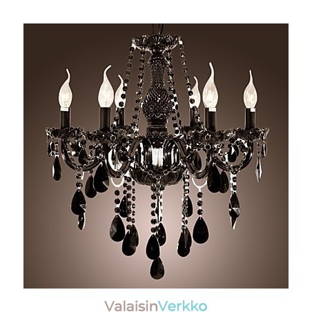 Kattokruunu Black Crystal Modern 6 valoa Kattokruunu Black Crystal Modern 6 valoa