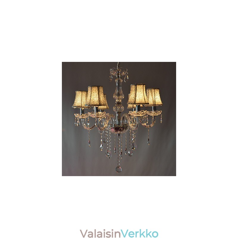 Moderni ylellinen 6 valon kattokruunu kristallikoristeilla