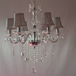 Moderni ylellinen 6 valon kattokruunu kristallikoristeilla