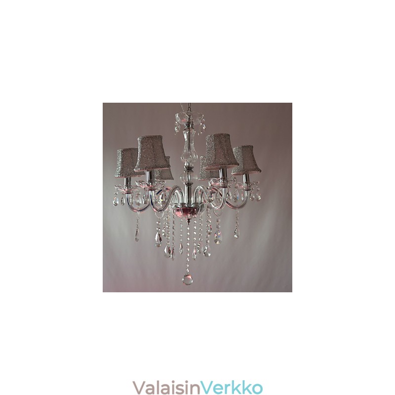 Moderni ylellinen 6 valon kattokruunu kristallikoristeilla