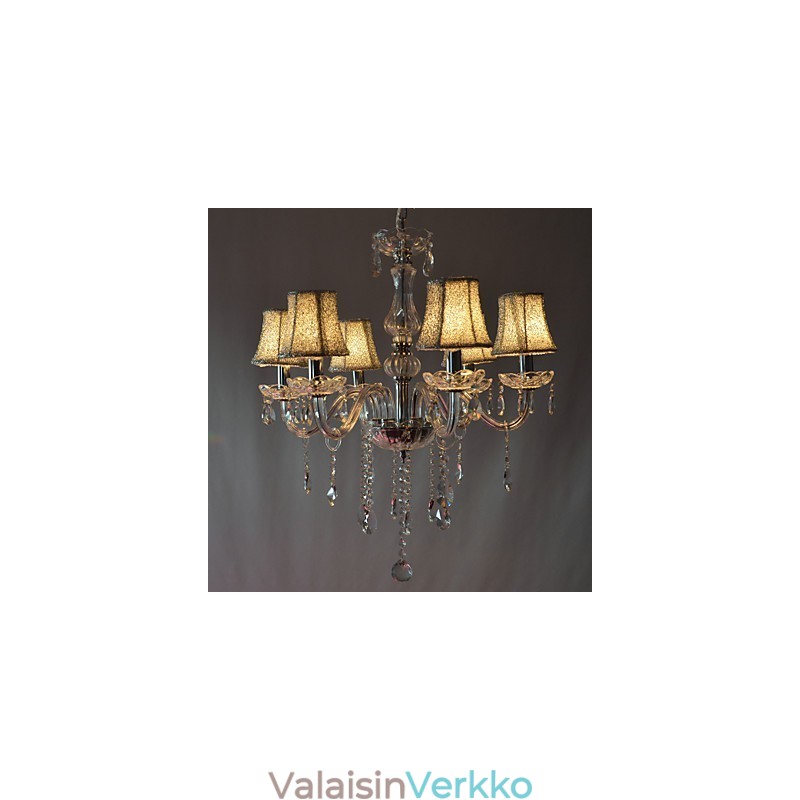 Moderni ylellinen 6 valon kattokruunu kristallikoristeilla