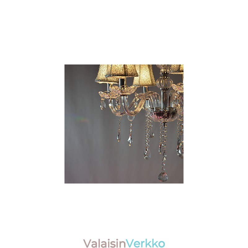Moderni ylellinen 6 valon kattokruunu kristallikoristeilla