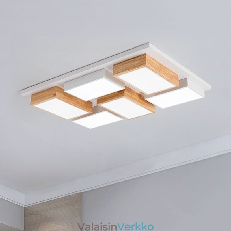 Moderni akryylikattovalo, geometrinen puinen kattovalaisin