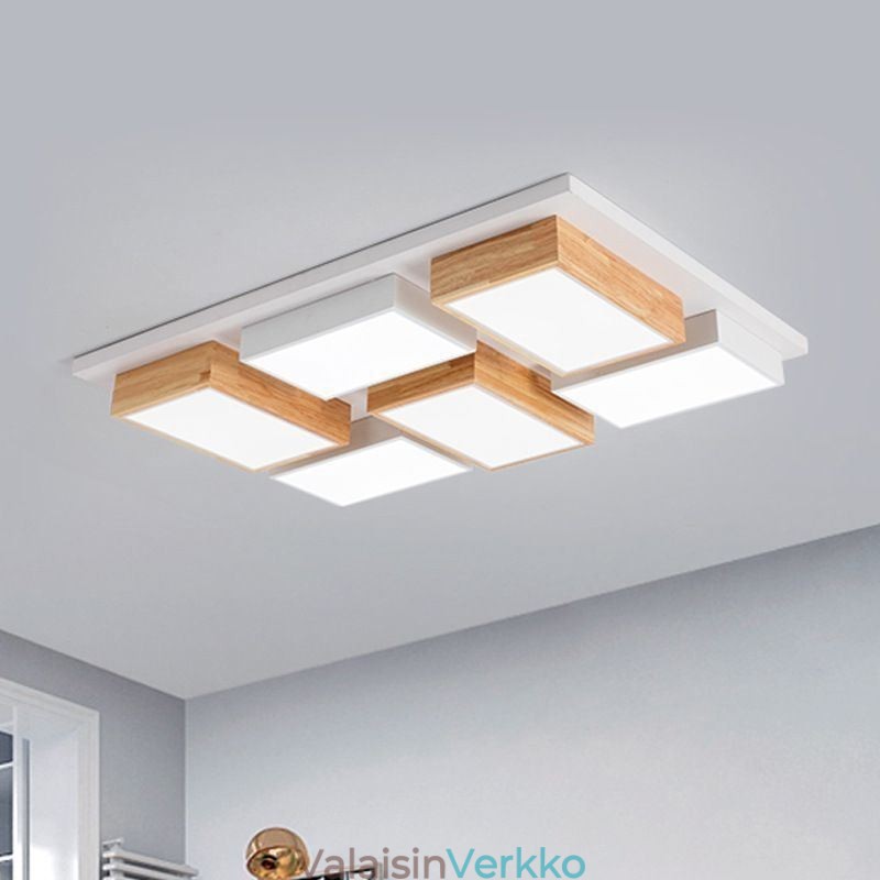 Moderni akryylikattovalo, geometrinen puinen kattovalaisin