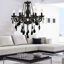 Kattokruunu Black Crystal Modern 6 valoa
