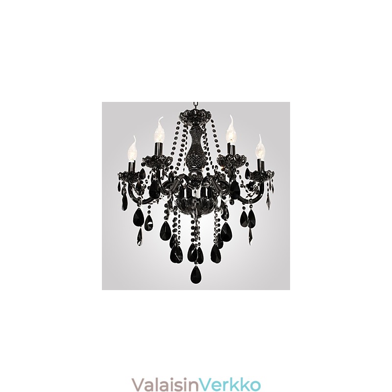 Kattokruunu Black Crystal Modern 6 valoa