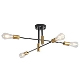4 valoa Musta Sputnik Kattokruunu Mid Century Puolitasossa asennettu kattovalo