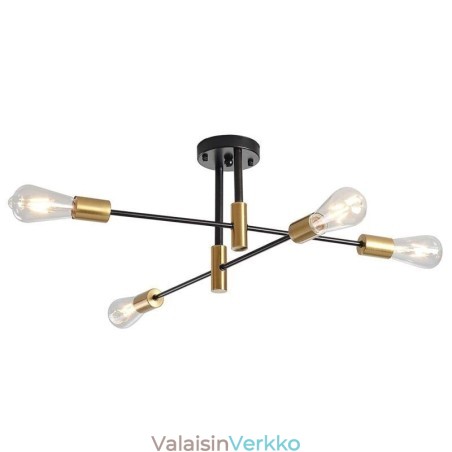 4 valoa Musta Sputnik Kattokruunu Mid Century Puolitasossa asennettu kattovalo 4 valoa Musta Sputnik Kattokruunu Mid Century Puolitasossa asennettu kattovalo