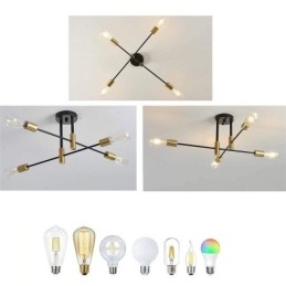 4 valoa Musta Sputnik Kattokruunu Mid Century Puolitasossa asennettu kattovalo