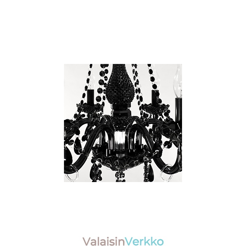Kattokruunu Black Crystal Modern 6 valoa
